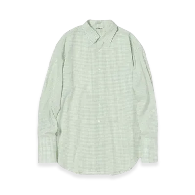 AURALEE Washed Finx Typewriter Check Shirt "Blue Check"