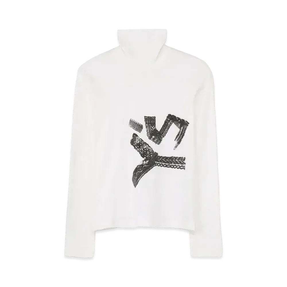 Yohji Yamamoto Y's SMOOTH KNIT Y's FOAM PRINT HIGH NECK LONG SLEEVE T "Off White"