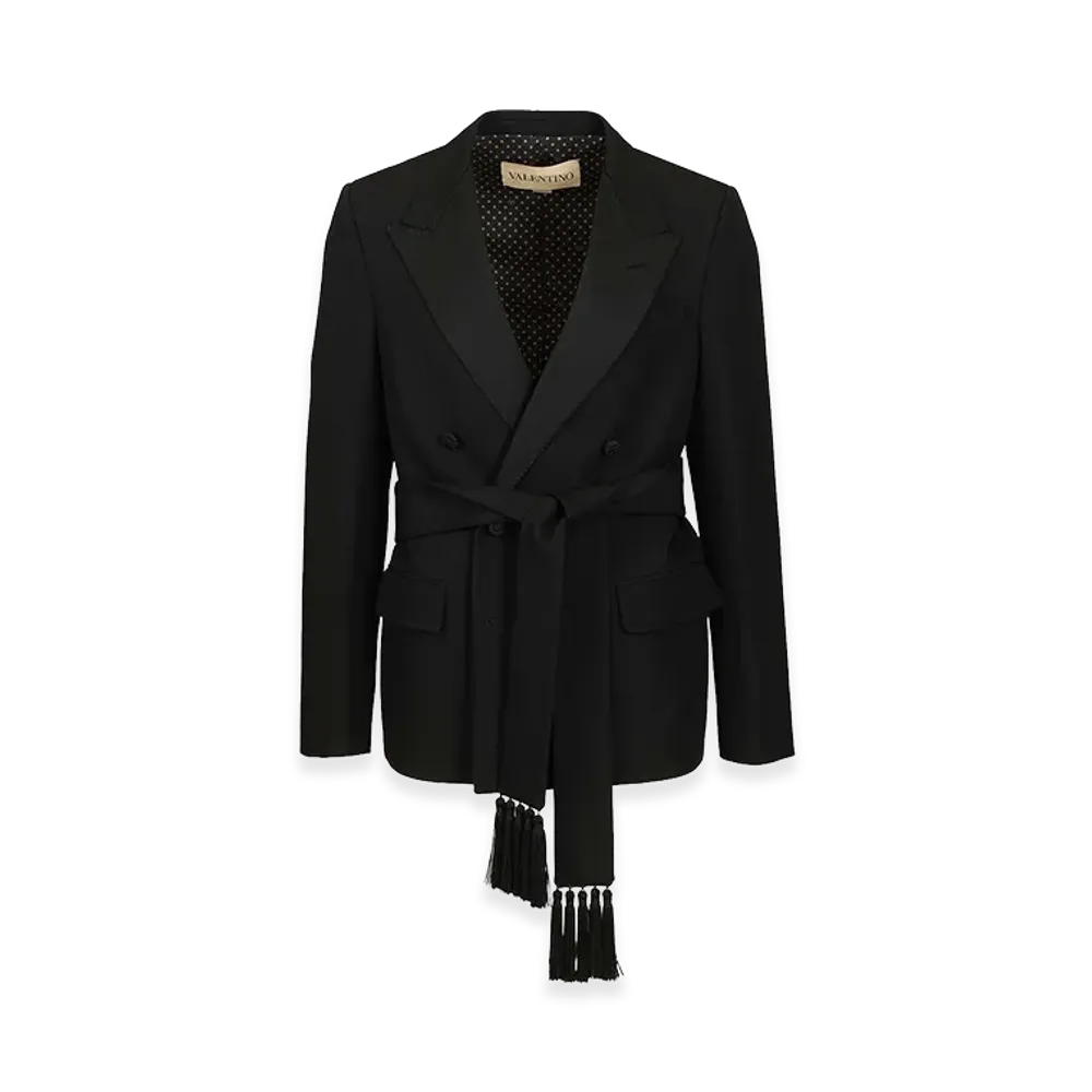Valentino Virgin Wool Blazer With Belt "Black"