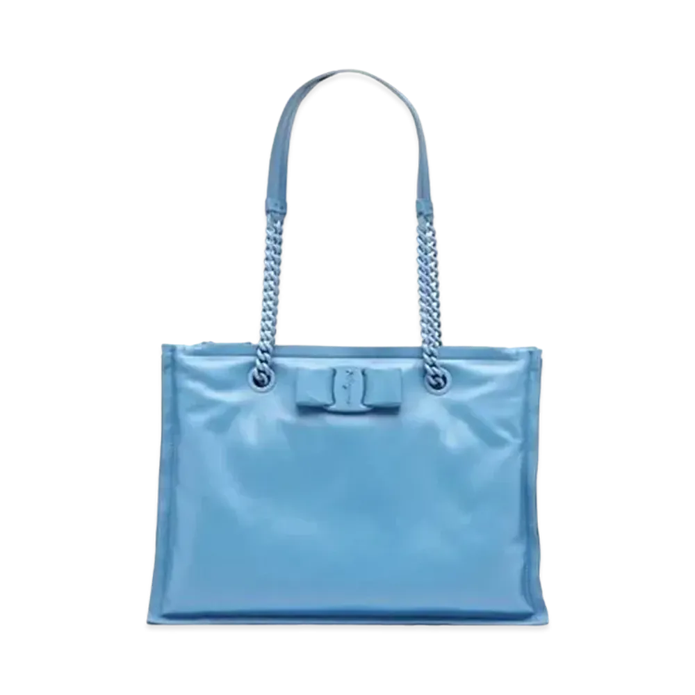 Salvatore Ferragamo Viva Bow Tote Bag (S) "Chambray"