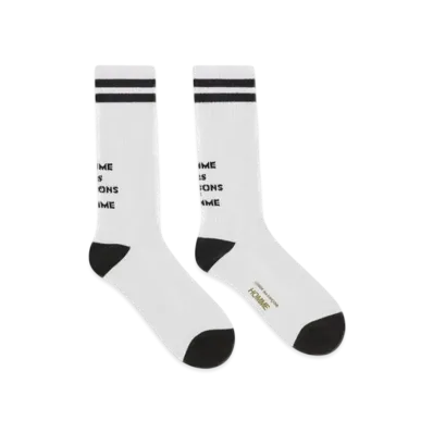 COMME des GARCONS HOMME Cotton Pilled With Lines Socks "White"