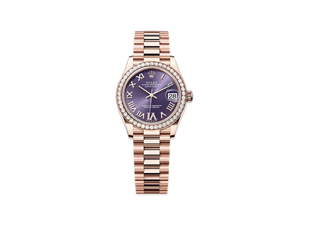ROLEX Datejust 31mm Everose Gold Diamond 278285RBR "Aubergine"