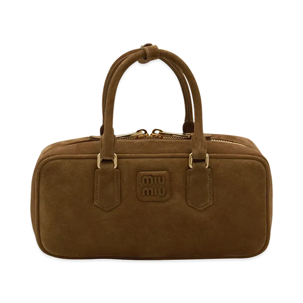 MIU MIU Women's Suede Arcadie Handbag "Brown"