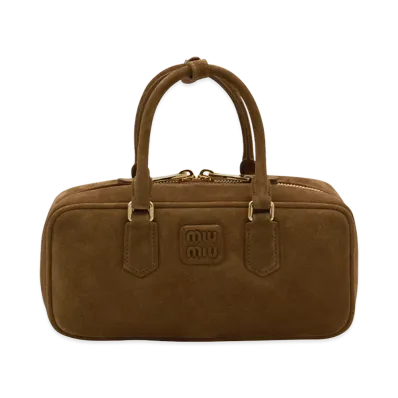 MIU MIU Women's Suede Arcadie Handbag "Brown"