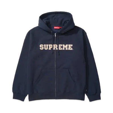 Supreme Collegiate Applique Zip Up Hooded Sweatshirt "Navy"