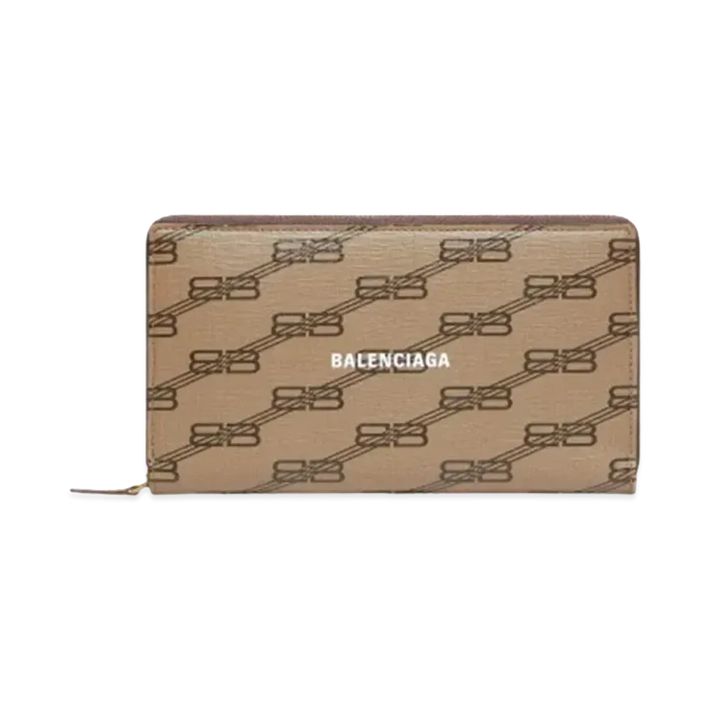 BALENCIAGA Signature Continental Wallet BB Monogram Coated Canvas "Beige"