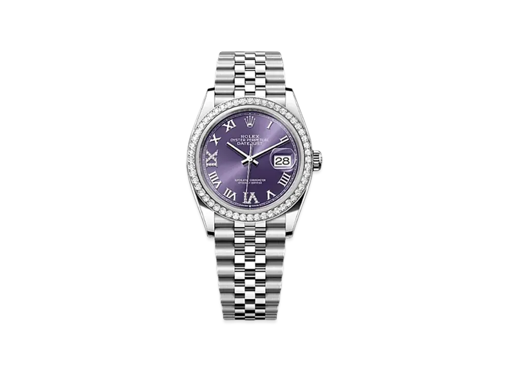 ROLEX Datejust 36 Oystersteel & White Gold Diamonds "Purple"
