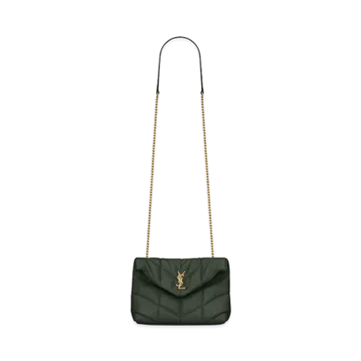 Saint Laurent Puffer Toy Bag In Quilted Lambskin "Dark Green"