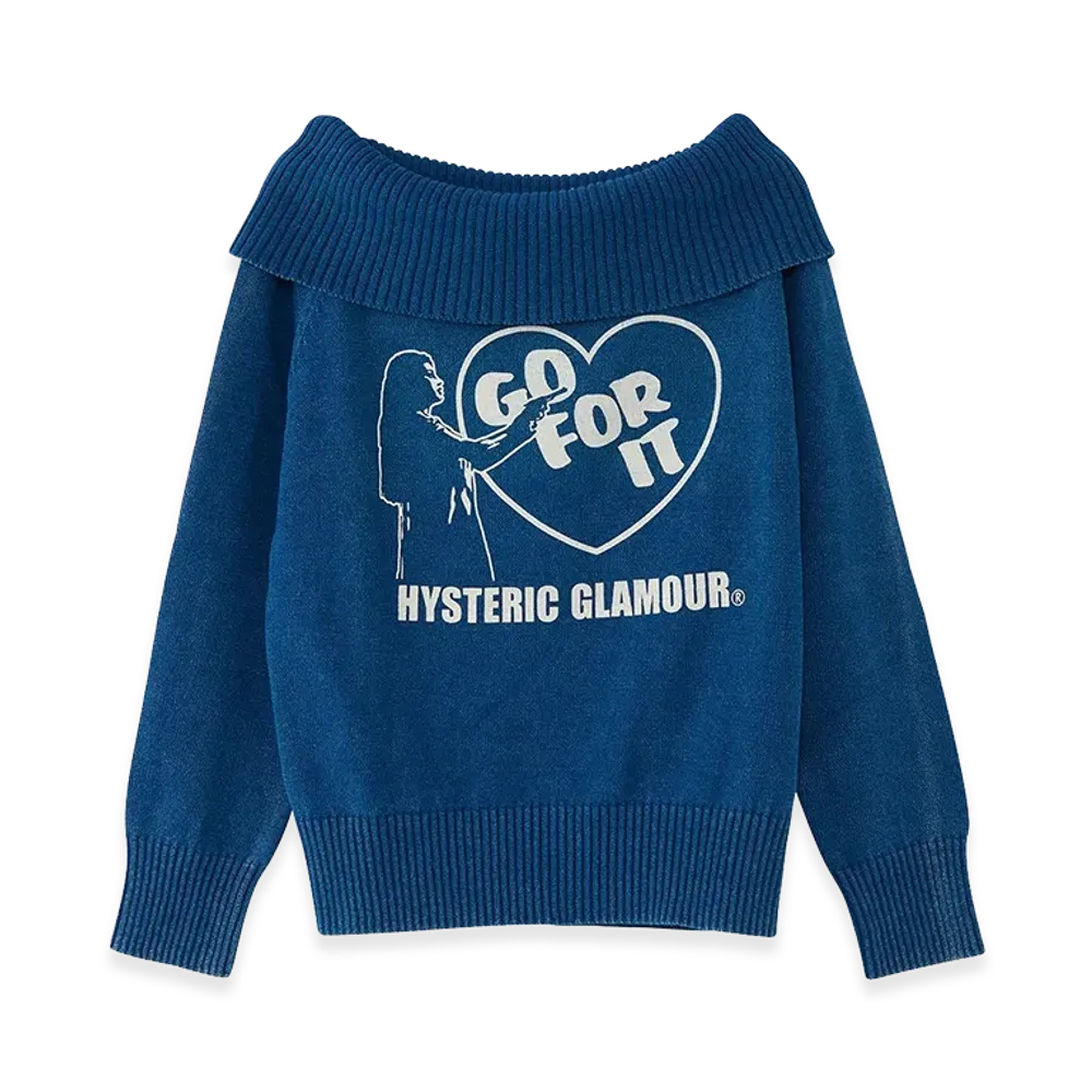 HYSTERIC GLAMOUR Women's GO FOR IT Sweater "Dark Indigo Blue"