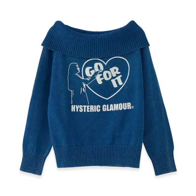 HYSTERIC GLAMOUR Women's GO FOR IT Sweater "Dark Indigo Blue"