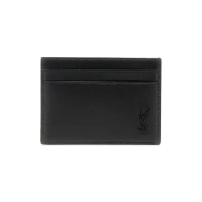 Saint Laurent Logo Leather Cardholder "Black"