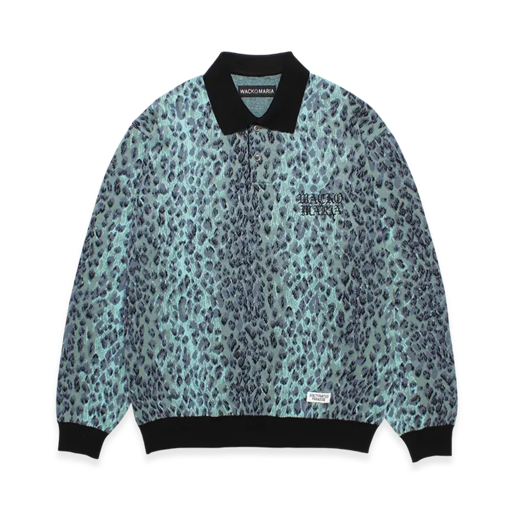 WACKO MARIA Jacquard Knit Polo Shirt "Green"