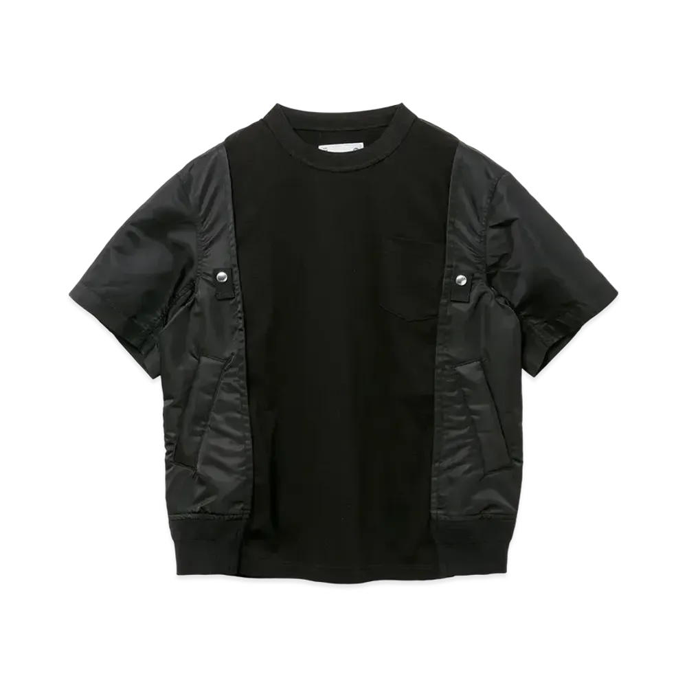 sacai Nylon Twill x Cotton Jersey T-Shirt "Black/Black"