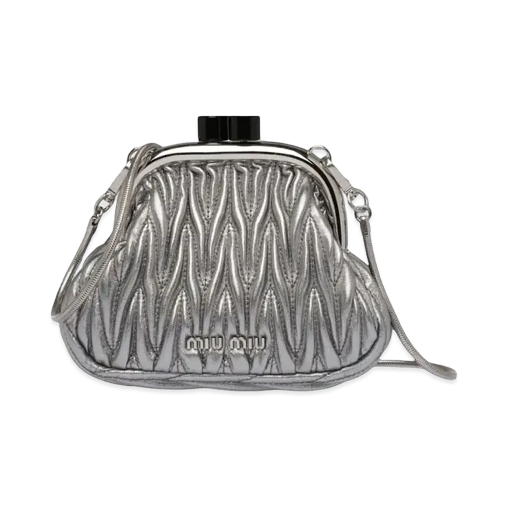 MIU MIU Miu Bernappa Leather Mini Bag "Silver"