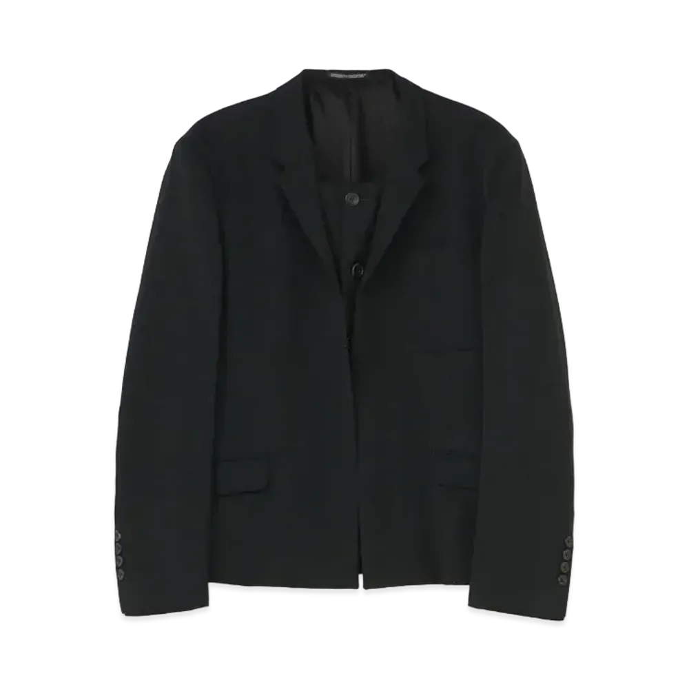 Yohji Yamamoto Pour Homme W/GABARDINE FRONT LAYERED JACKET "Black"