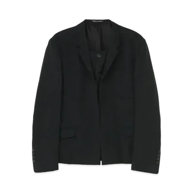Yohji Yamamoto Pour Homme W/GABARDINE FRONT LAYERED JACKET "Black"
