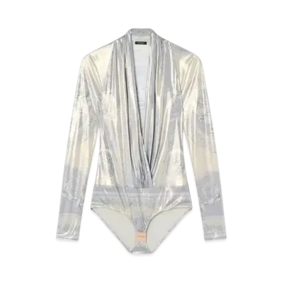 Versace La Coupe des Dieux Draped Bodysuit "Print"