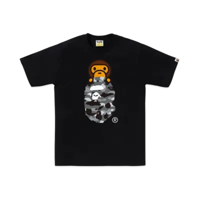 A BATHING APE 1ST Camo Milo On Ape Head Tee "Black/Gray"