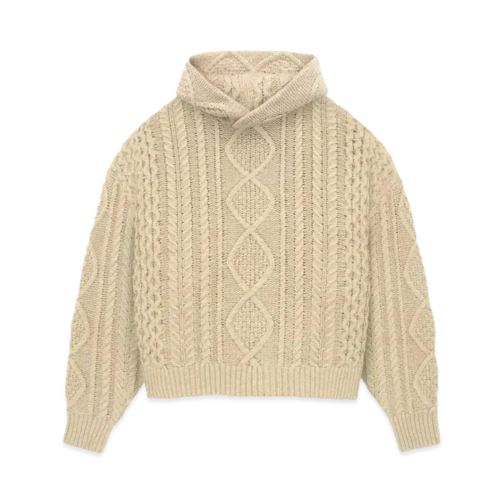 FEAR OF GOD ESSENTIALS Cable Knit Hoodie "Gold Heather"