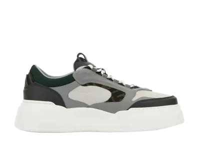 FENDI Force Leather Sneakers With Ff Jacquard and Mesh Details "Multi Color"