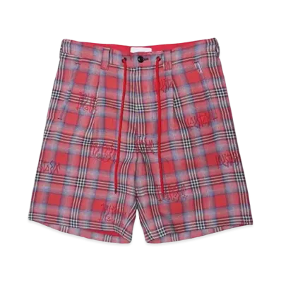 FACETASM ORIGINAL TRANSPARENT CHECK SHORTS "RED CHECK"