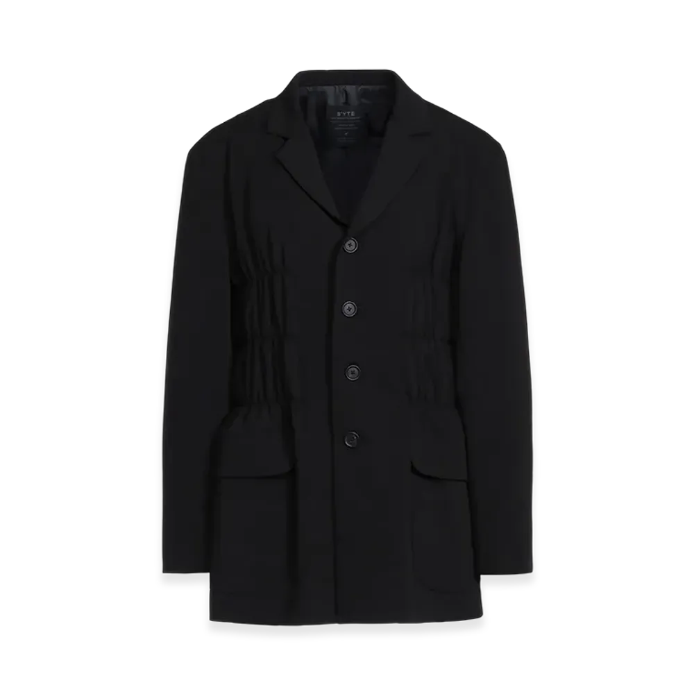 S'YTE Pe/Rayon Gabardine Stretch Jacket With Gathered Shirring "Black"