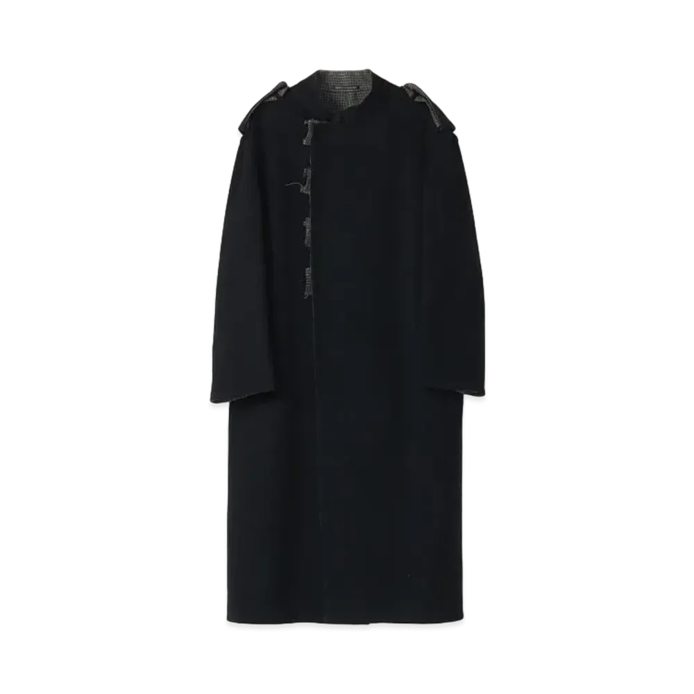 Yohji Yamamoto Pour Homme HOUNDSTOOTH DOUBLE FACE STAND COAT "Black"