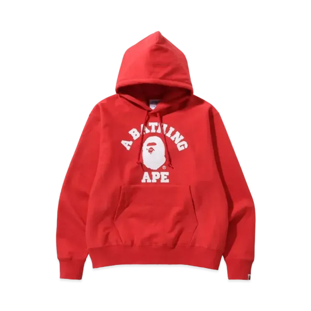 A BATHING APE CLASSIC COLLEGE RELAXED FIT PULLOVER HOODIE "Red"