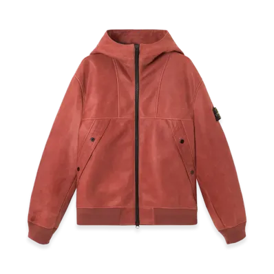 Stone Island 0100004 Textured Leather "Brick Red"