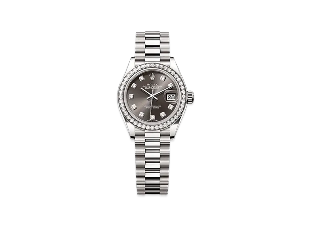 ROLEX Lady-Datejust 28mm White Gold Diamond 279139RBR "Dark Grey"