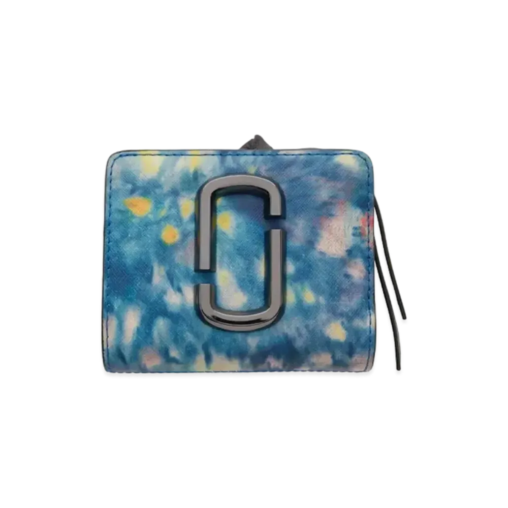 MARC JACOBS The Snapshot Watercolor Compact Wallet "Blue Multi"
