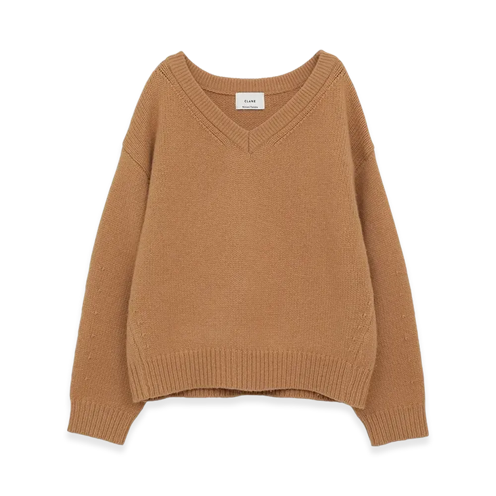 CLANE x Minami Tanaka V Neck Knit Tops "Beige"