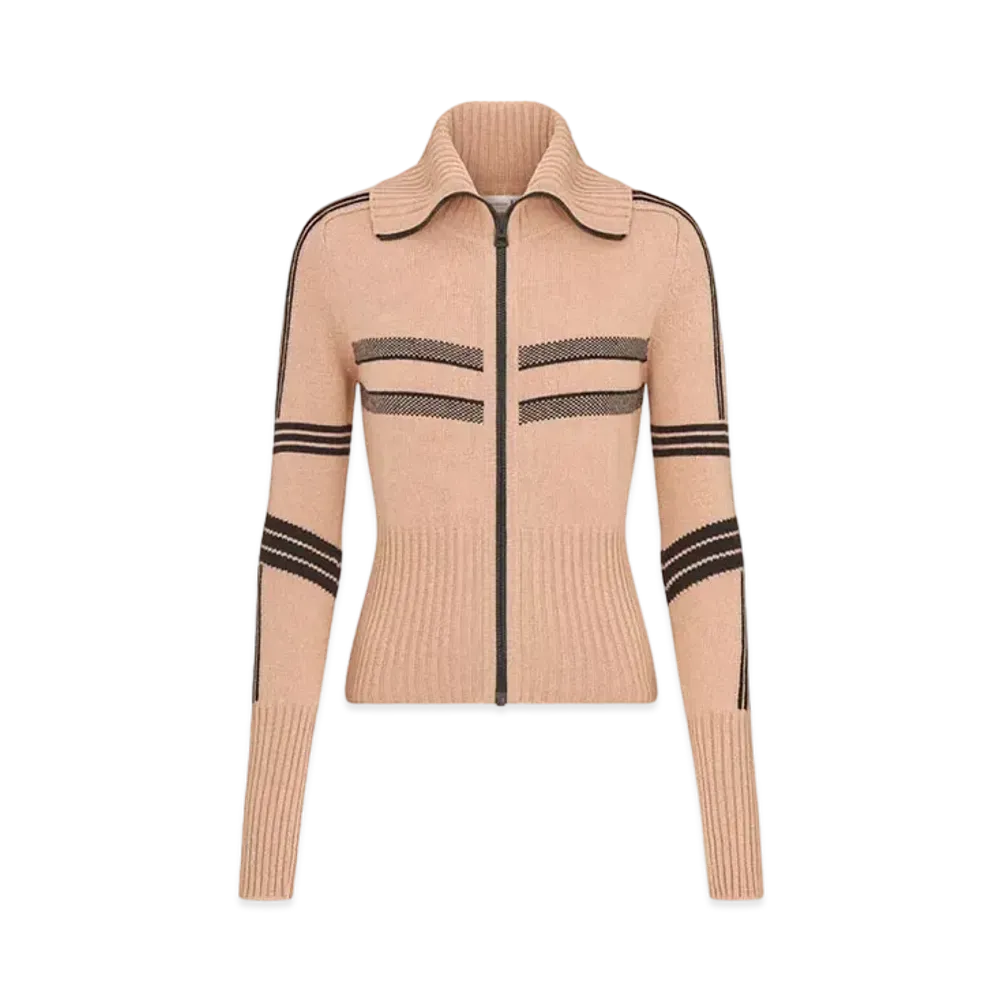 Dior DiorAlps Mock Neck Cardigan Virgin Wool and Cashmere Knit with Dior Star Motif "Pink/Black"
