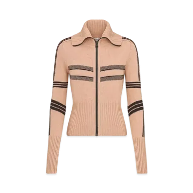 Dior DiorAlps Mock Neck Cardigan Virgin Wool and Cashmere Knit with Dior Star Motif "Pink/Black"