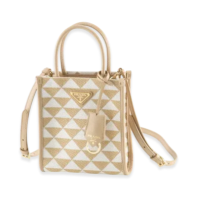 PRADA Triangolo Jacquard Mini Tote "Beige"