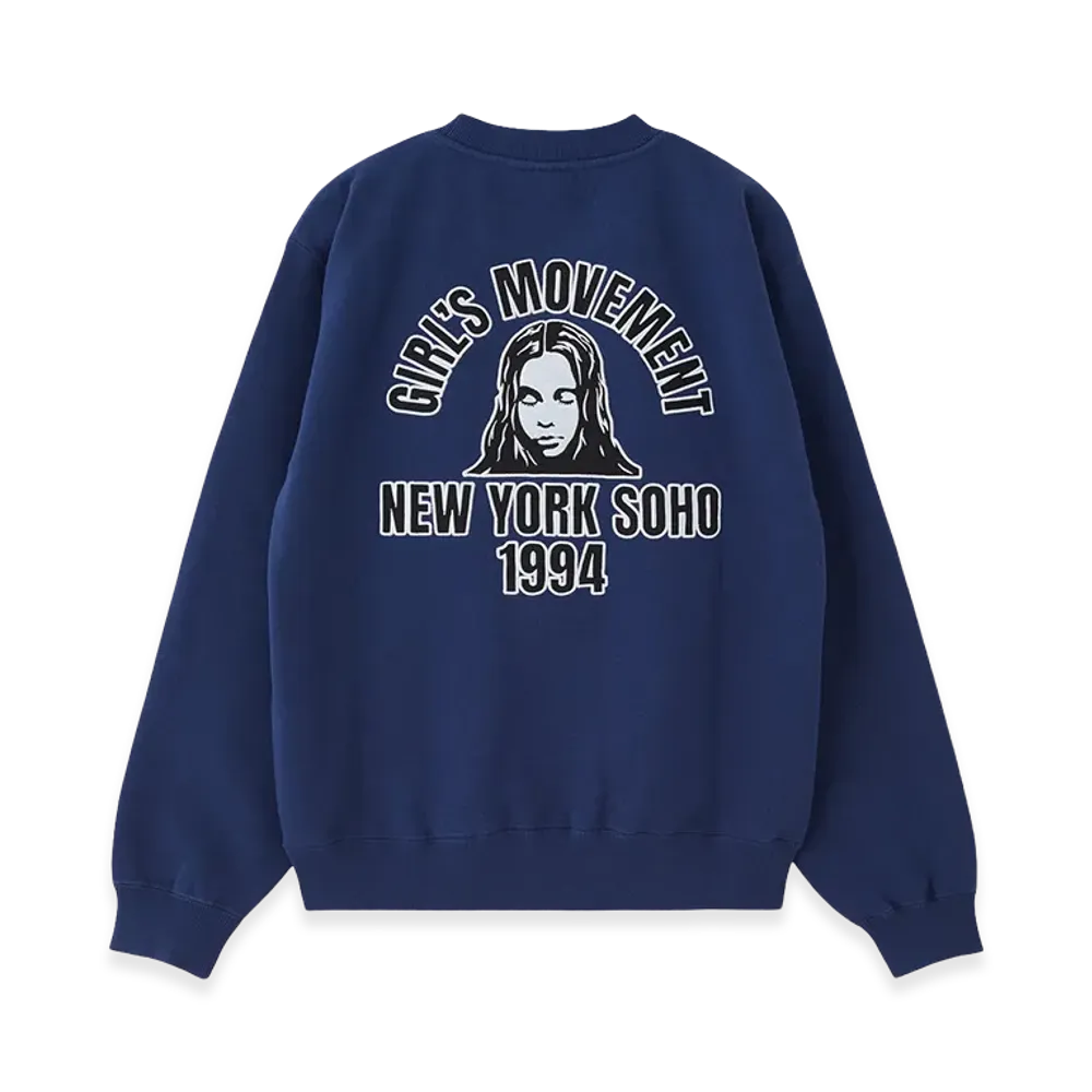 X-Girl Women's Arch Logo And Face Patch Sweatshirt "Navy"