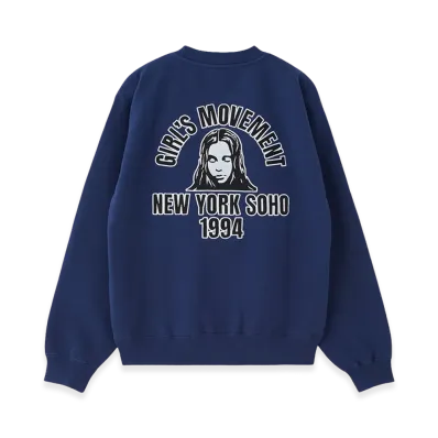 X-Girl Women's Arch Logo And Face Patch Sweatshirt "Navy"