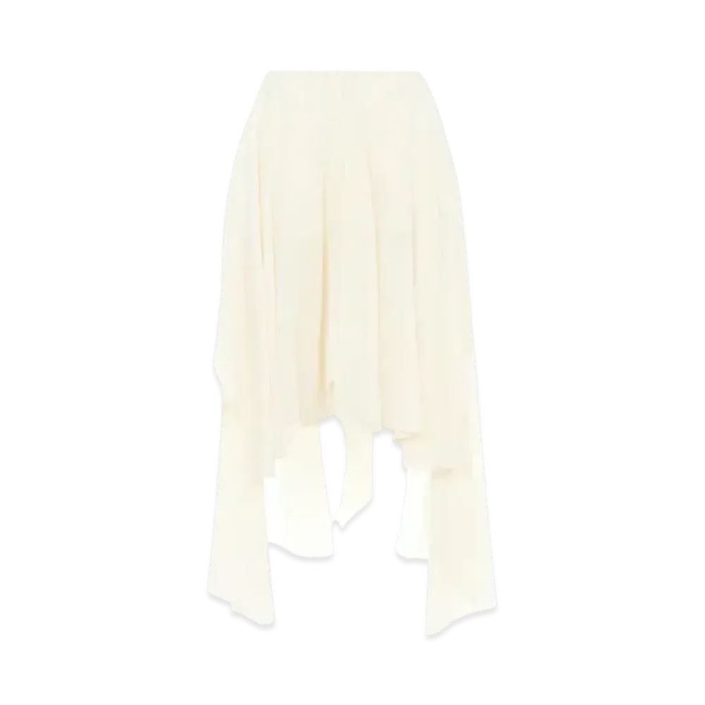 Chloe Fluid Volant Shorts In Silk Georgette "Pristine White"