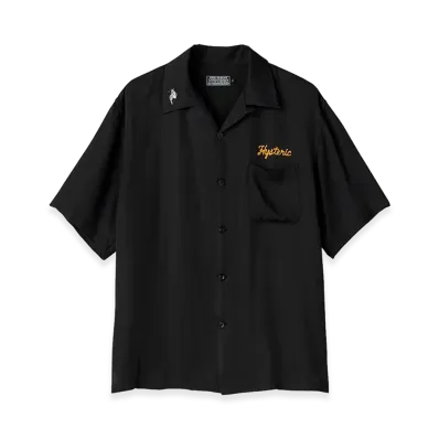HYSTERIC GLAMOUR Super Fuzz Garage Embroidered Bowling Shirt "Black"