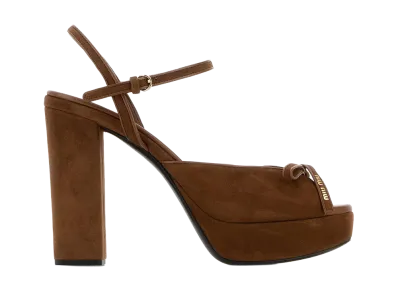 MIU MIU Women's Suede Platform Sandals "Oak"
