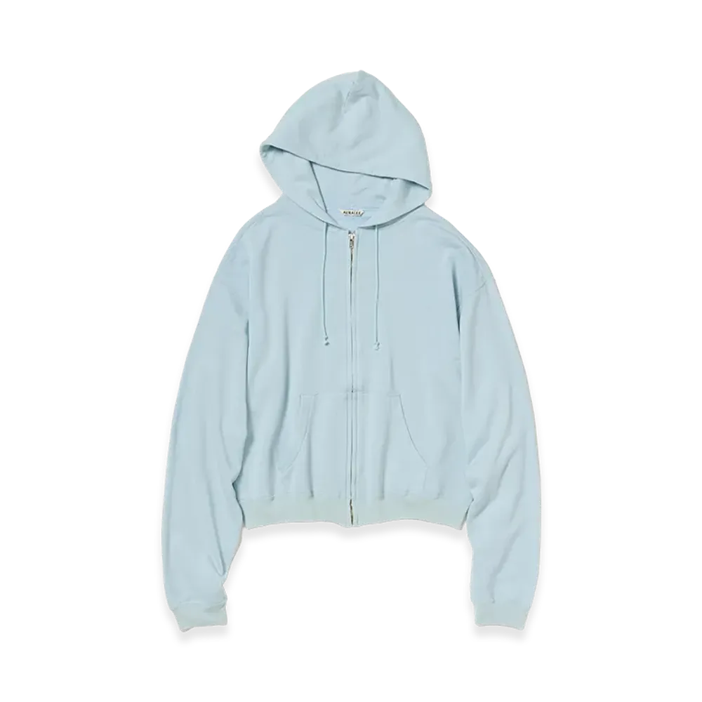 AURALEE High Twist Light Sweat Zip Parka "Pale Blue"