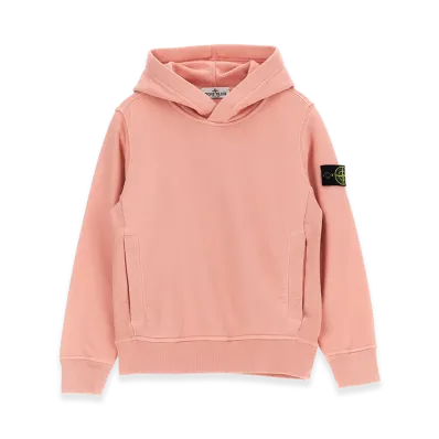 Stone Island Kids Logo Badge Hoodie "Pink"