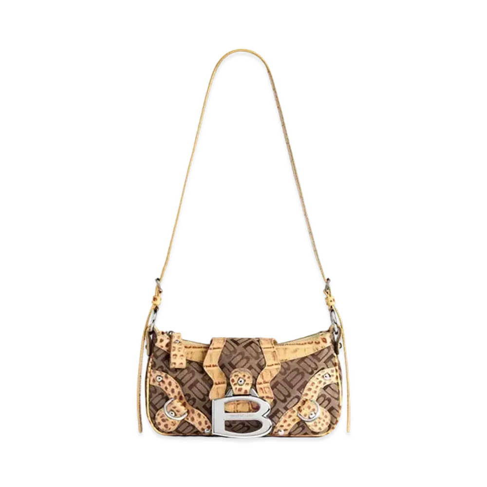 BALENCIAGA Essex Small Shoulder Bag "Ebony/Beige/Mustard"