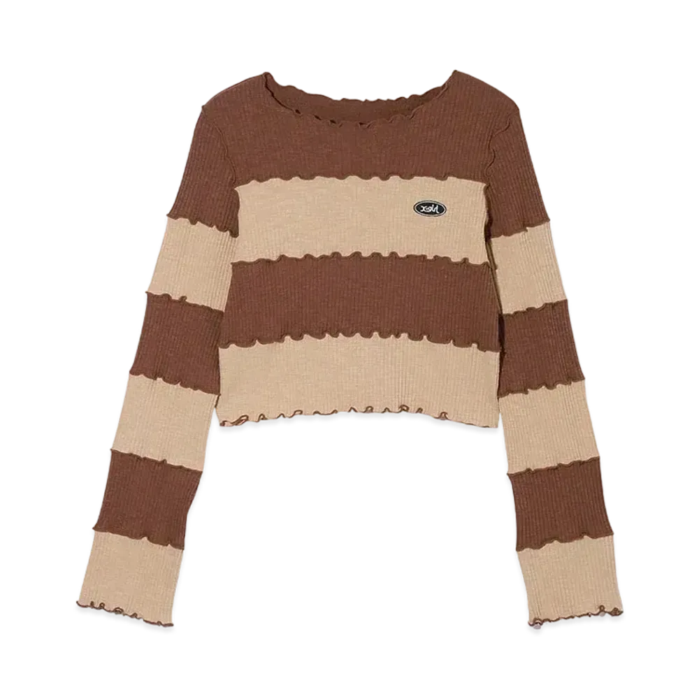 X-Girl Striped Cropped Top "Brown"