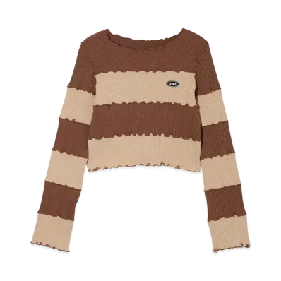 X-Girl Striped Cropped Top "Brown"