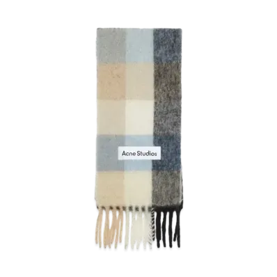Acne Studios Mohair Check Scarf "Blue/Beige/Black"