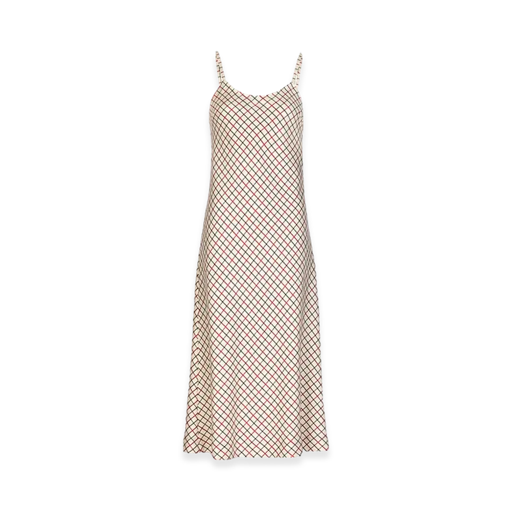 Maison Margiela Women's Checked Wool and Silk Dress "Ecru"