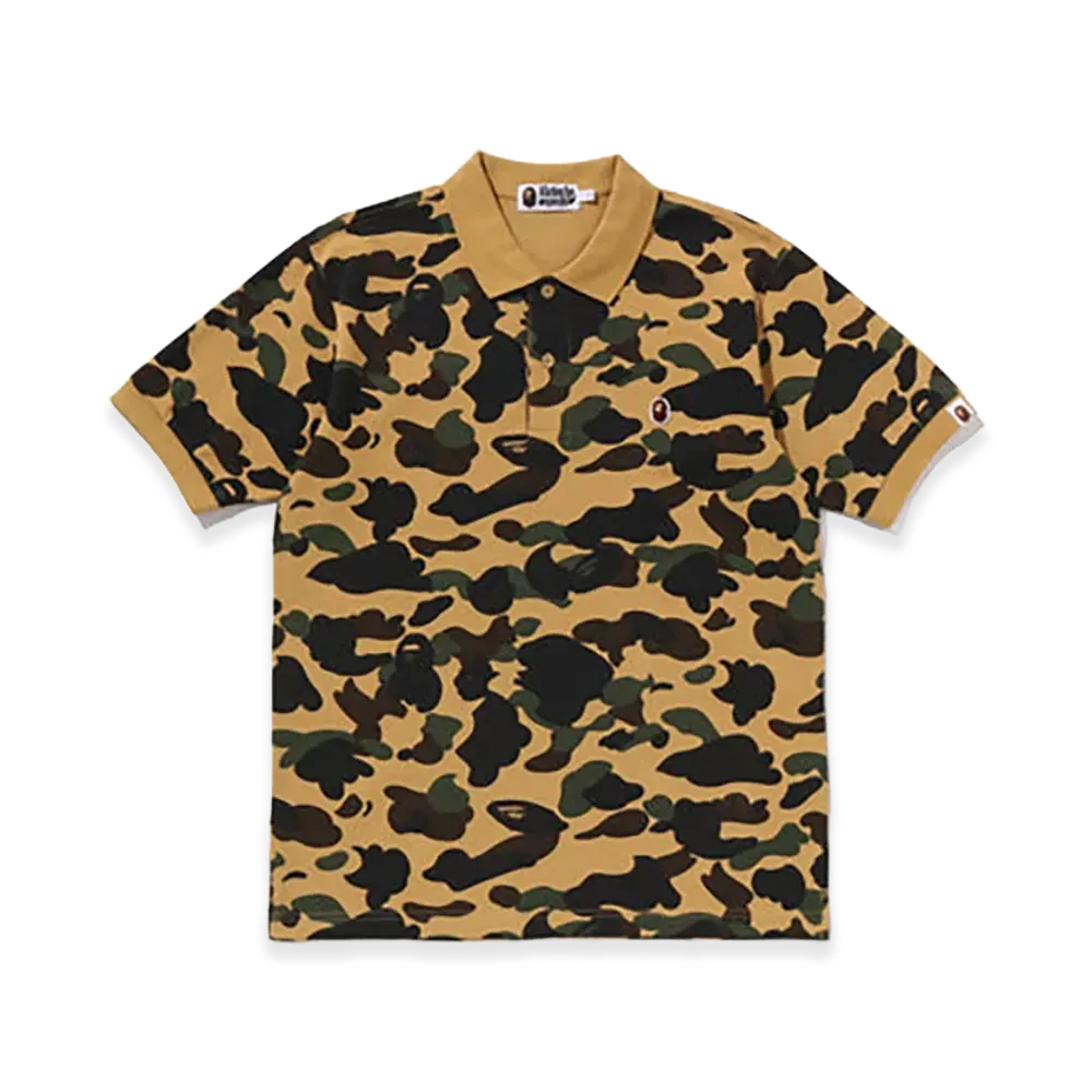 A BATHING APE 1ST Camo One Point Regular Fit Polo Shirt "Yellow"