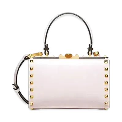 Valentino Rock Studs Alcove Grain Calfskin Box Bag "Rose Quartz"