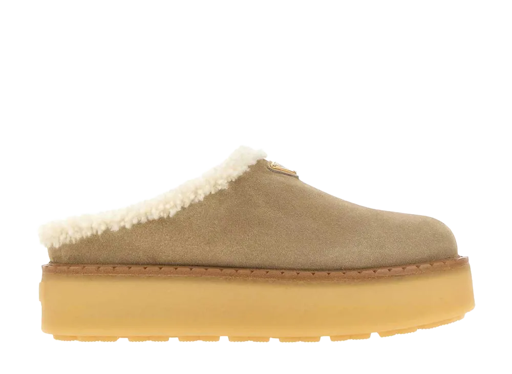 PRADA Women's Sand Suede Slippers "Beige"